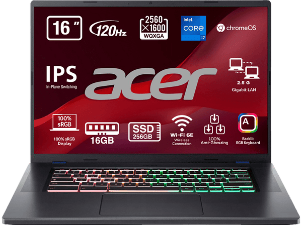 Portátil gaming Acer Chromebook CBG516-1H-72EW 16 WQXGA Intel® Core™ i7-1260P 16GB RAM 256GB SSD Iris® Xe Chrome OS