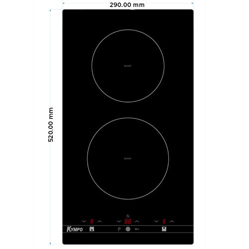 Placa de inducción  KYMPO ZC201 2 fuegos(1300W+1800W) 268 mm x 498 mm