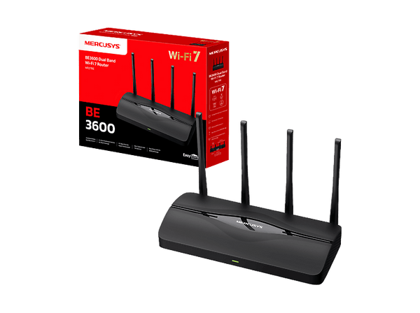Router Mercusys MR27BE 3600 Mbps Router WiFi 7 AX3600 Doble Banda Puerto 2.5G Multi-Gigabit Tecnología MLO 4 Antenas Red Mesh Negro