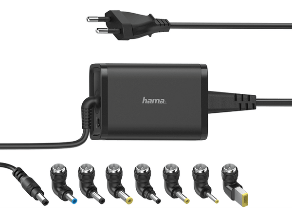 (❤️‿❤️) Cargador universal Hama 00200001 7 adaptadores Voltaje de entrada 100 240 V potencia 45W Negro