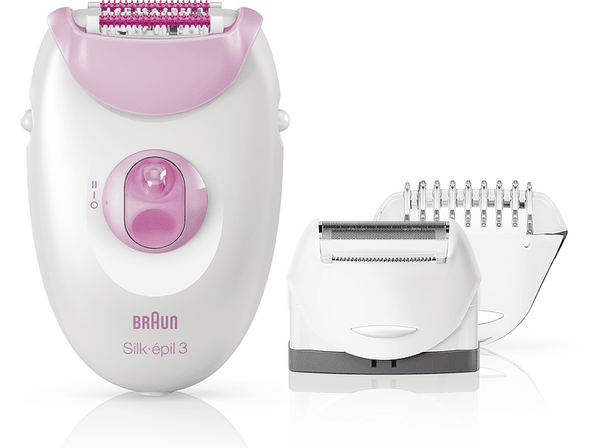 (❤️‿❤️) Depiladora Braun Silk-épil 3 3-270 Con Cable 20 pinzas 3 Accesorios Rosa