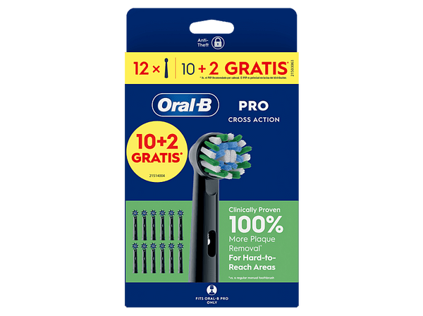 (❤️‿❤️) Recambio para cepillo dental Oral-B Pro CrossAction Cabezales De Recambio Pack de 12 unidades Negro