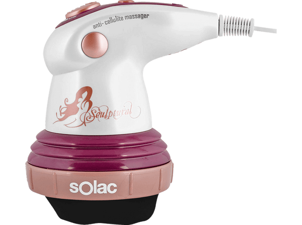 Masajeador Solac ME7712 Sculptural Anticelulítico 5 Cabezales,nuevo cabezal exfoliante Dry Blanco