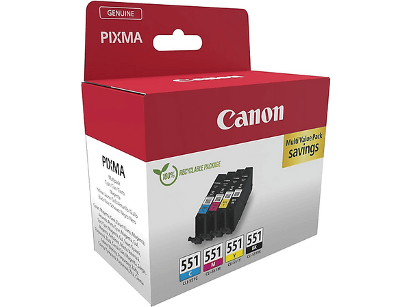 Cartucho de tinta Canon CLI-551 300 páginas Negro Magenta Cian y Amarillo Multicolor