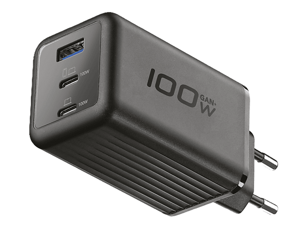 Cargador de pared CellularLine ACH GaN+ 3 Puertos 100W Universal Negro