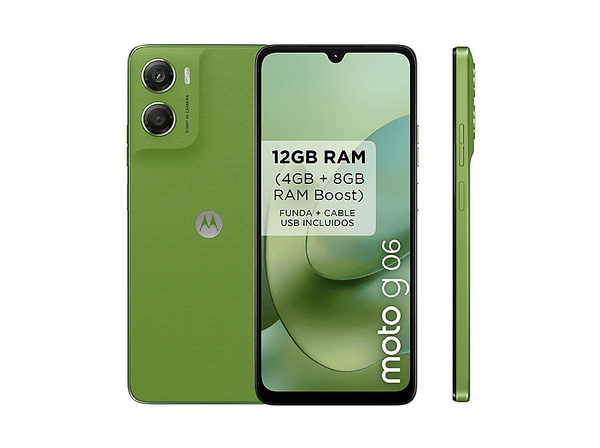 (❤️‿❤️) Móvil Motorola g06 Tendril Green 64 GB 4 GB RAM 6.88 HD+ 120 Hz MediaTek Helio G81 Extreme 5200 mAh