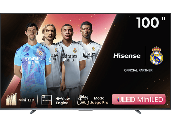 TV Mini LED 100 Hisense 100U7KQ 144 Hz  Smart TV UHD 4K  Quantum Dot Colour  Modo Juego  Hi-View  Dolby Vision IQ & Atmos  Negro