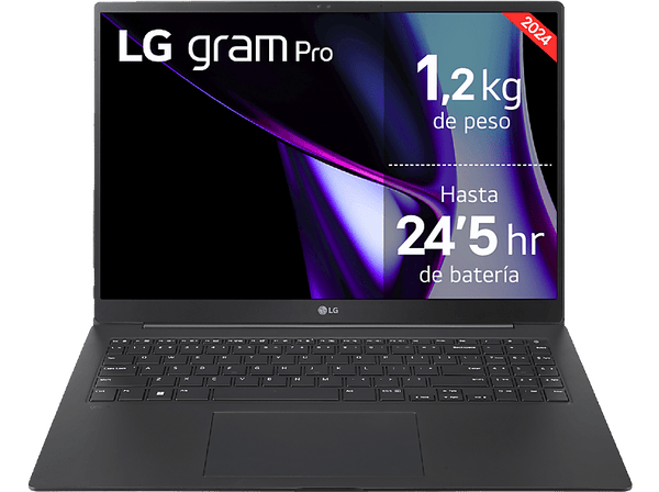Portátil LG 16Z90SP-A.AD75B  16 WQXGA  Intel® Evo™ Edition Core™ Ultra 7-155H  32 GB RAM  512 GB SSD  GeForce RTX™ 3050  W11H  Negro Obsidiana