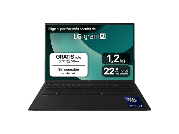 Portátil LG 16ZD90T-G.AX88B 16 WQXGA Intel® Core™ Ultra 7-255H 13 TOPS 32 GB RAM 1 TB SSD Arc™ GPU Sin sistema operativo