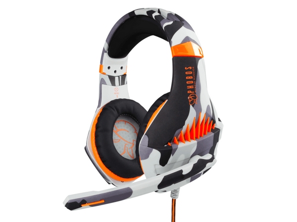 Auriculares gaming FR-TEC Phobos Winter Warrior Multiplataforma Micrófono Gris y Naranja