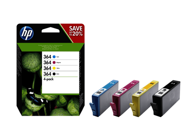 Cartucho de tinta HP 364 Combo 4 Pack  Negro/Cian/Magenta/Amarillo N9J73AE