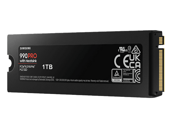 Disco duro SSD interno 1 TB Samsung 990 PRO M.2  MZ-V9P1T0GW  PCI Express 4.0  7450 MB/s  6900 MB/s  Negro