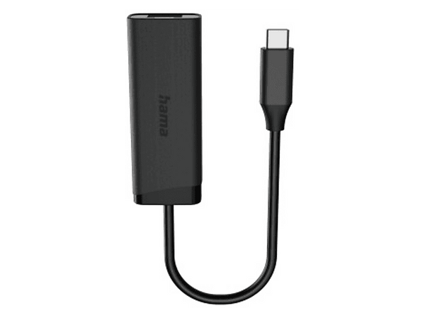 Adaptador cable Hama 00200360  USB-C a RJ45  2.5 Gbps  10/100/1000/2500 Mbps  Negro