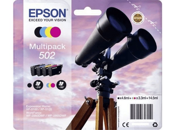 Cartucho de tinta Epson 502 3.3ml 4.6ml 210 páginas 165páginas Negro Cian Magenta,