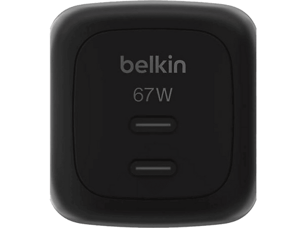 Cargador de pared Belkin WCH020KQBK Universal 2x USB-C 67W Carga Rápida Negro