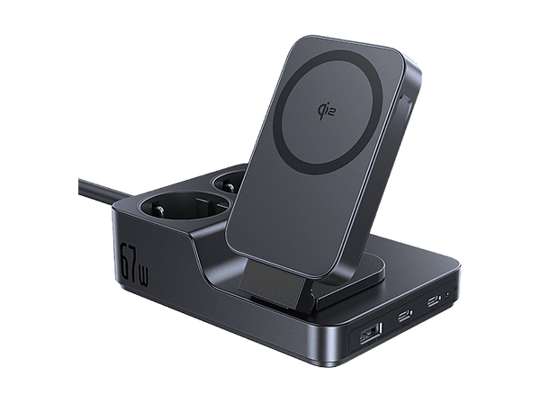 Estación de carga Baseus NOMOS 6 en 1  Carga inalámbrica  67W  Cable de 150 cm  Universal  Negro Cosmic
