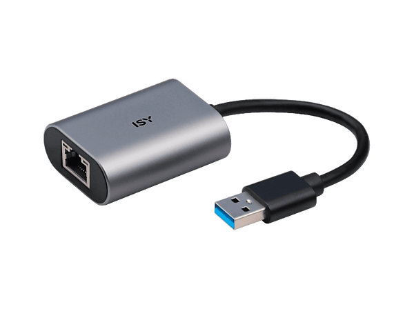 Adaptador ISY IAD-1010-A  Universal  1x USB-A  1x Ethernet RJ45  15cm  1 Gbps  Plata