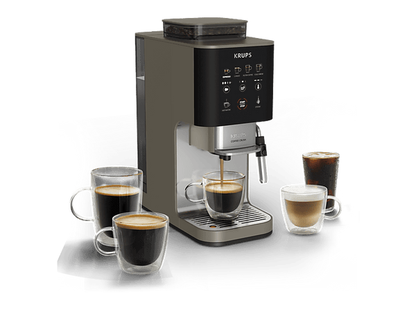 Cafetera superautomática Krups Coffee Crush Café en grano y molido 15 bares 4 recetas de café Táctil Compacta 5 niveles de molienda Inox