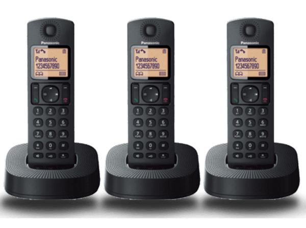 Teléfono Panasonic KXTGC313SPB Fijo Inalámbrico Trio LCD Localizador Bloqueo de Llamadas ECO Negro
