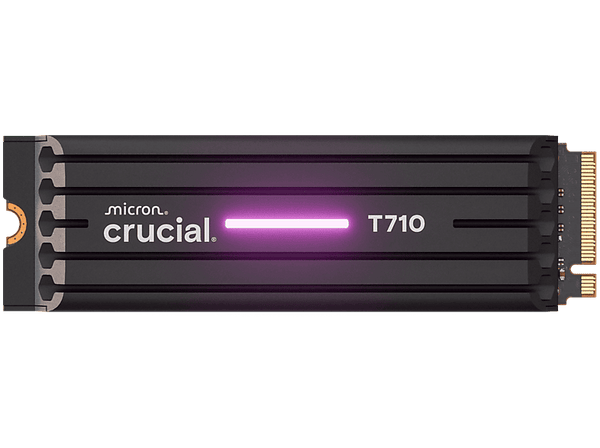 Disco duro SSD interno 1TB Crucial T710 Tecnología Gen5 DirectStorage NVMe 2280 M.2 Negro